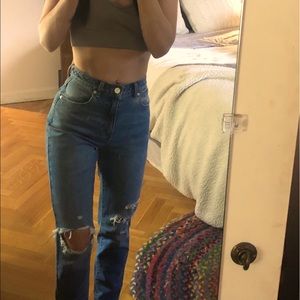 A Brand jeans/high rise/ straight leg / distressed